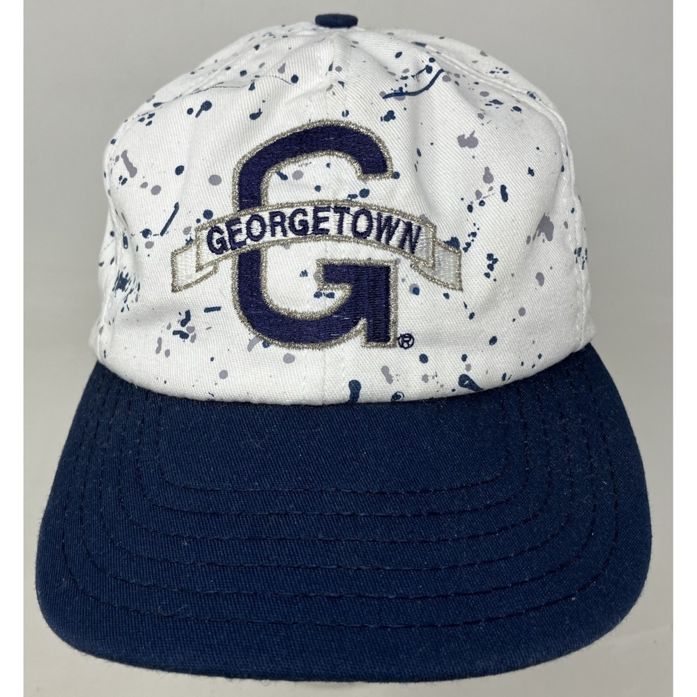 Vintage 90s Georgetown University Paint Splatter Confetti SnapBack Hat USA